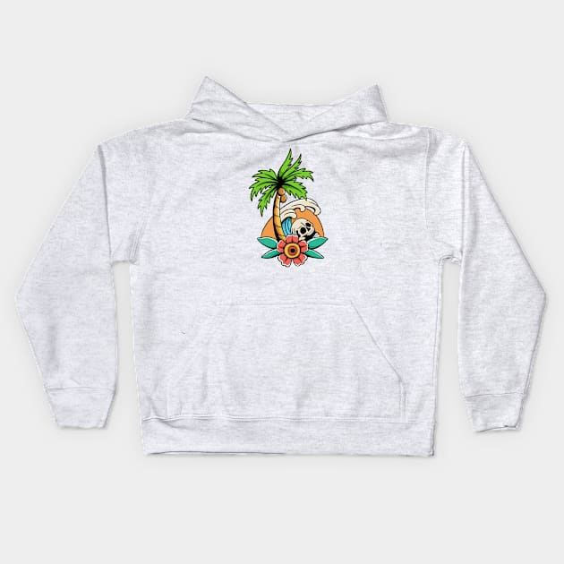 Summer, Palm, and Skull Kids Hoodie by growingartwork